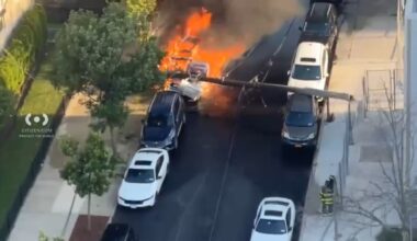 Coney Island power poles collapse onto cars, spark fire and outages