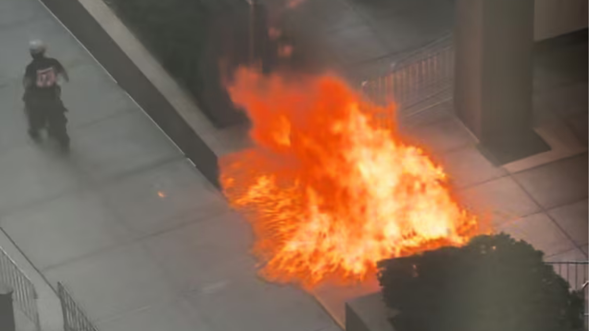 A man with a history of anti-Immigration and Customs Enforcement activity set off an "incendiary device" outside a federal building in Manhattan, officials said.