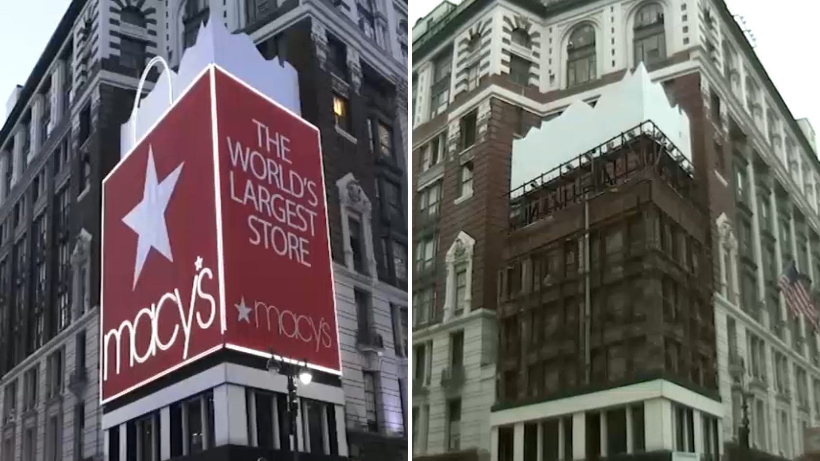 Macy's red shopping bag billboard in Herald Square taken down after decades