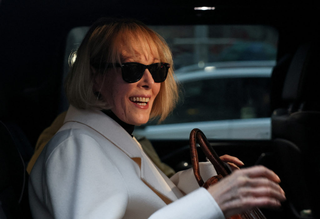 FILE PHOTO: E. Jean Carroll walks outside the Manhattan Federal Court, in New York City