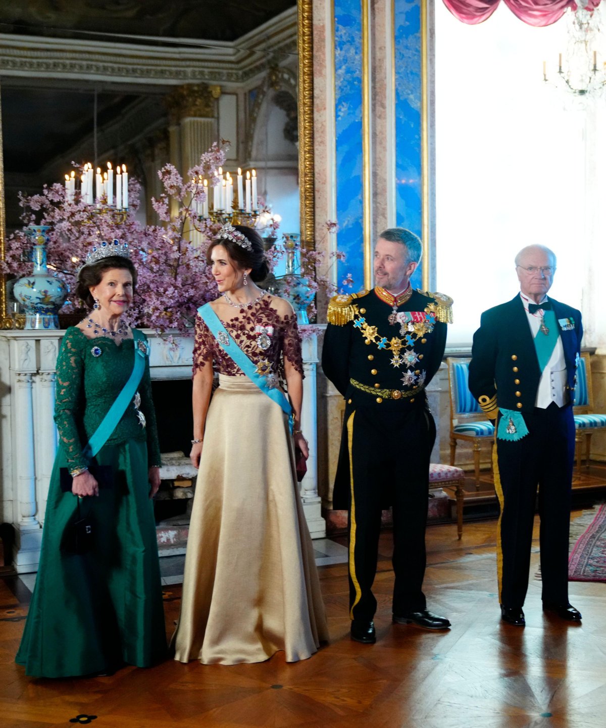 The King and Queen of Denmark attend a state banquet at the Royal Palace in Stockholm on May 6, 2024 (Ida Marie Odgaard/Ritzau Scanpix/Alamy)