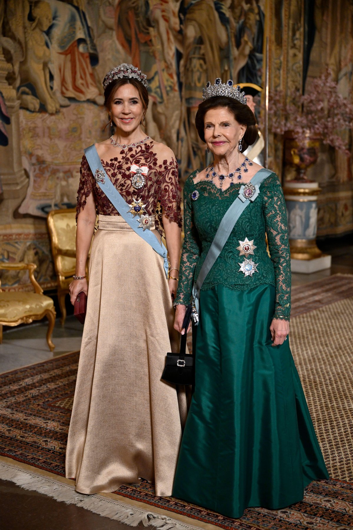 The King and Queen of Denmark attend a state banquet at the Royal Palace in Stockholm on May 6, 2024 (Pontus Lundahl/TT News Agency/Alamy)