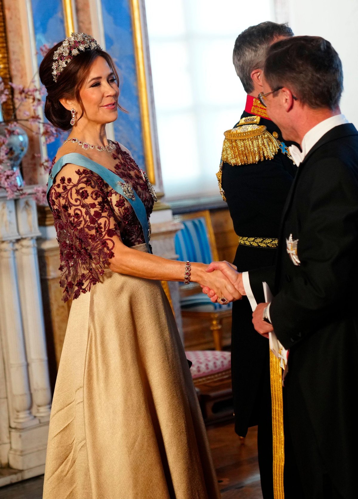 The King and Queen of Denmark attend a state banquet at the Royal Palace in Stockholm on May 6, 2024 (Ida Marie Odgaard/Ritzau Scanpix/Alamy)
