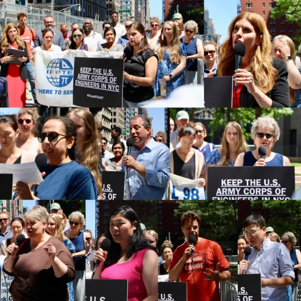 IFPTE Local 98, Speaker Menin, Electeds, Labor Leaders, and Community Allies Rally to Defend Women Federal Workers and Keep Army Corps in NYC