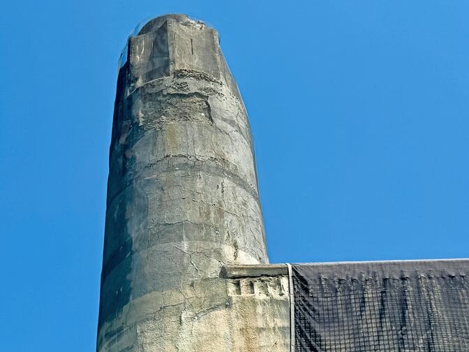 Cracking concrete and years of wear are visible on the exterior of Van Cortlandt Park Stadium, which city officials say will ultimately need to be demolished and rebuilt.
