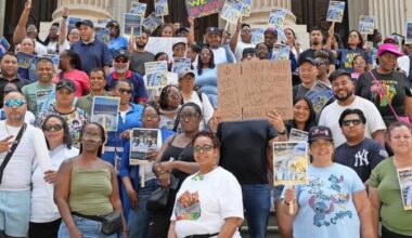 School safety agents seeking better representation from their union and the NYPD stood on the steps of City Hall during a June 19 rally.