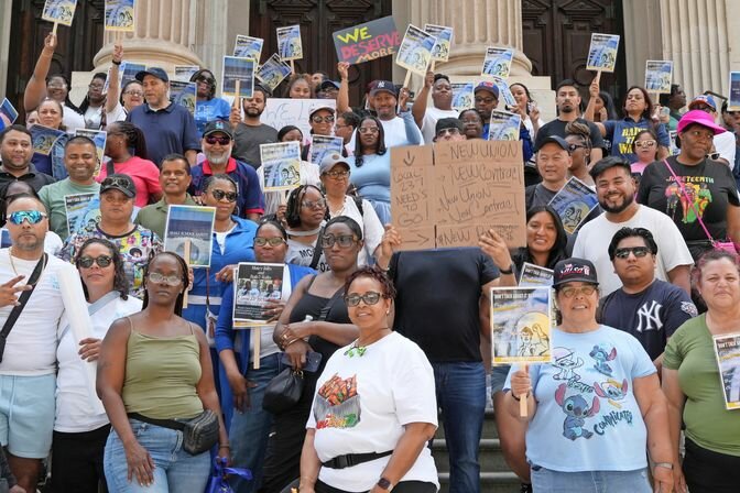 School safety agents seeking better representation from their union and the NYPD stood on the steps of City Hall during a June 19 rally.