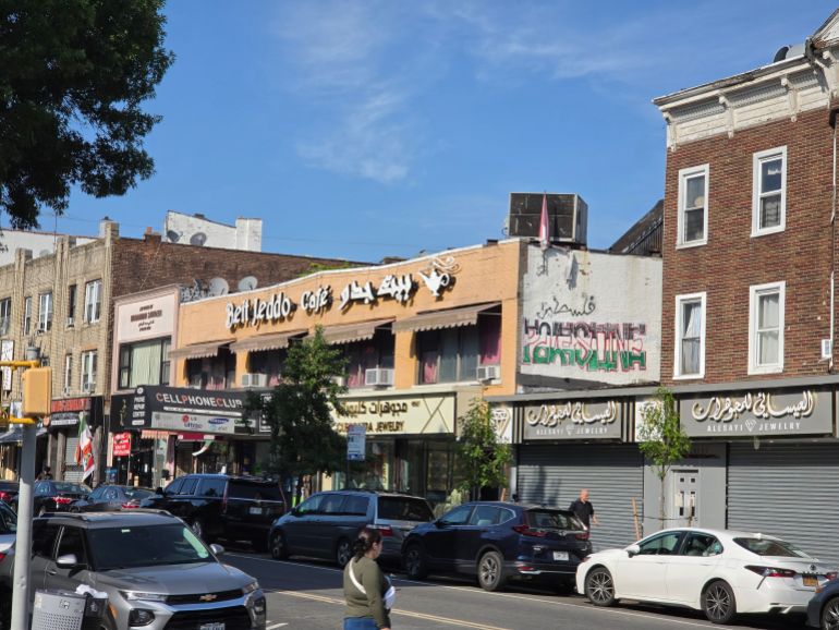 Pro-Palestine graffiti in the Bay Ridge neighbourhood of Brooklyn, New York, July 17