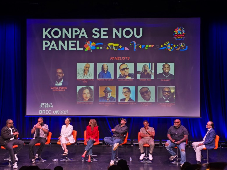 The ‘Konpa Se Nou’ panel discusses the impact and future of the genre on Friday, July 24, 2026 at BRIC Arts | Media House. Photo by Darlie Gervais for The Haitian Times
