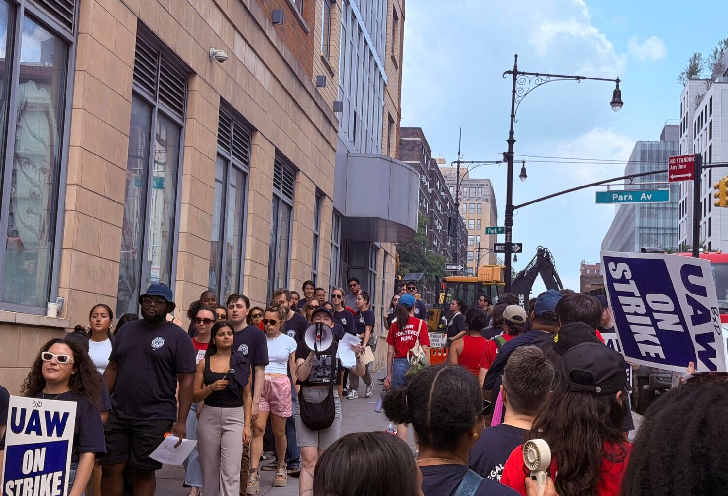 Workers at The Bronx Defenders demonstrate Monday as part of a strike calling for higher wages, protections for employees and improved workplace conditions.