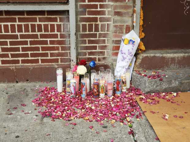 A memorial for Jacob Freytes is pictured outside the deli where he was fatally shot on Monday, July 27, 2026, in the Bronx. (Nicholas Williams / New York Daily News)