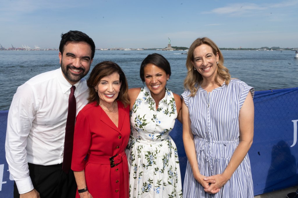 Governor Kathy Hochul attends the Sail 4th 250 Parade of Tall Ships with New York City Mayor Zohran Mamdani and New Jersey Governor Mikie Sherrill.