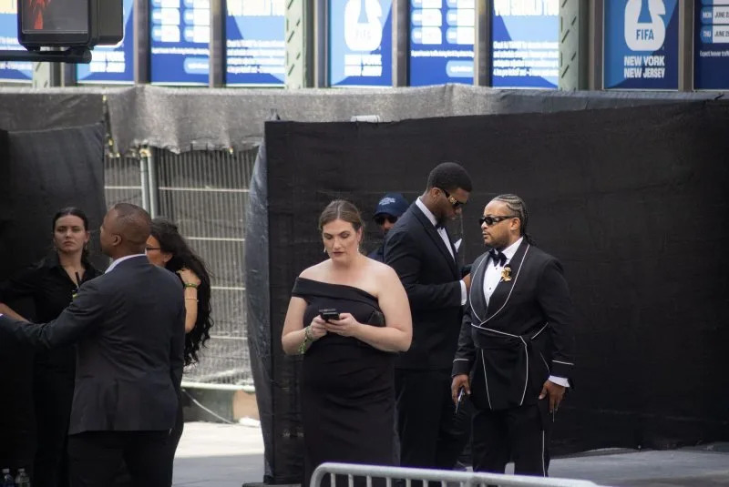 Fans wait on the street on the day of the Taylor Swift and Travis Kelce wedding on Friday at Madison Square Garden in New York City. Permits were filed to close portions of West 31st Street and West 33rd Street for the duration of events and the surrounding streets around MSG will be closed to both vehicles and pedestrians. Photo by Jonathan Fernandez/UPI