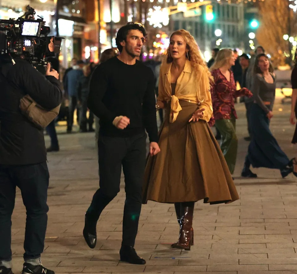 Swift and Lively’s fallout stems from the actress dragging the pop star into her intense legal battle with her “It Ends With Us” director and co-star, Justin Baldoni. A source told Page Six that Swift did not invite Lively to her wedding. Baldoni and Lively are seen above on the film’s set in 2024. GC Images