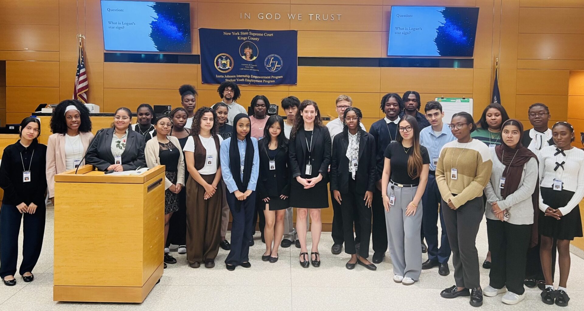 Professor and Senior Principal Law Clerk Victoria Rosner, center, alongside 2026 Izetta Johnson interns. Photo: Wayne Daren Schneiderman/Brooklyn Eagle