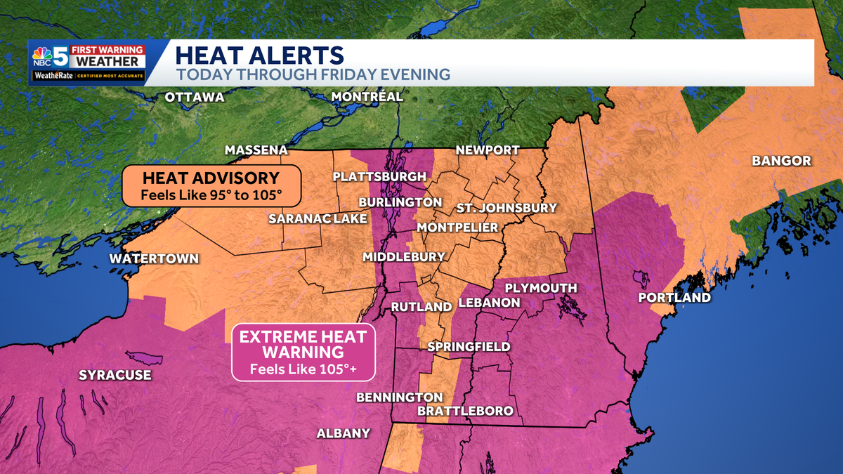 Heat alerts in effect for Vermont, New York Wednesday July 1