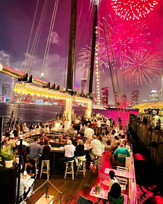 For a more immersive experience, you can get yourself a seat on Grand Banks and watch from the water. @grandbanksnyc / Instagram