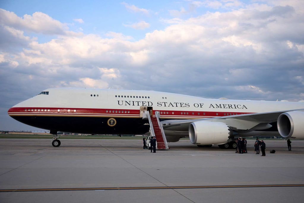 Air Force One is seen on the tarmac at Joint Base Andrews, Maryland, on Wednesday. Photo: AFP