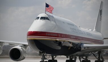 Air Force One carrying President Donald Trump arrives for the NATO summit in Ankara, Turkey, Tuesday, July 7, 2026. (Abdullah Güçlü, Pool Photo via AP)