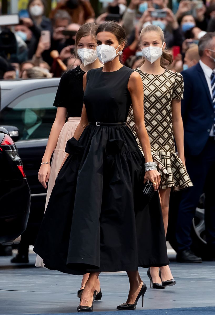 Queen Letizia first wore this elegant black dress during the 2021 Princess of Asturias Awards before bringing it back for this year's ceremony.
