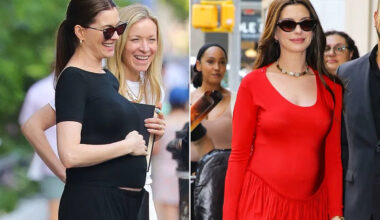 Pregnant Anne Hathaway Smiles and Cradles Her Baby Bump as She Kicks Off “The Odyssey ”Press Tour in New York City