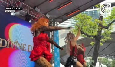 LOOK: Filipino drag queens and Drag Race Philippines stars Precious Paula Nicole, Brigiding, and Viñas DeLuxe performed during the closing program of the Angat Bayanihan Run 2026 at Ayala Triangle in Makati City on Sunday morning, July 19, 2026. | via Eon Sanchez, ABS-CBN News