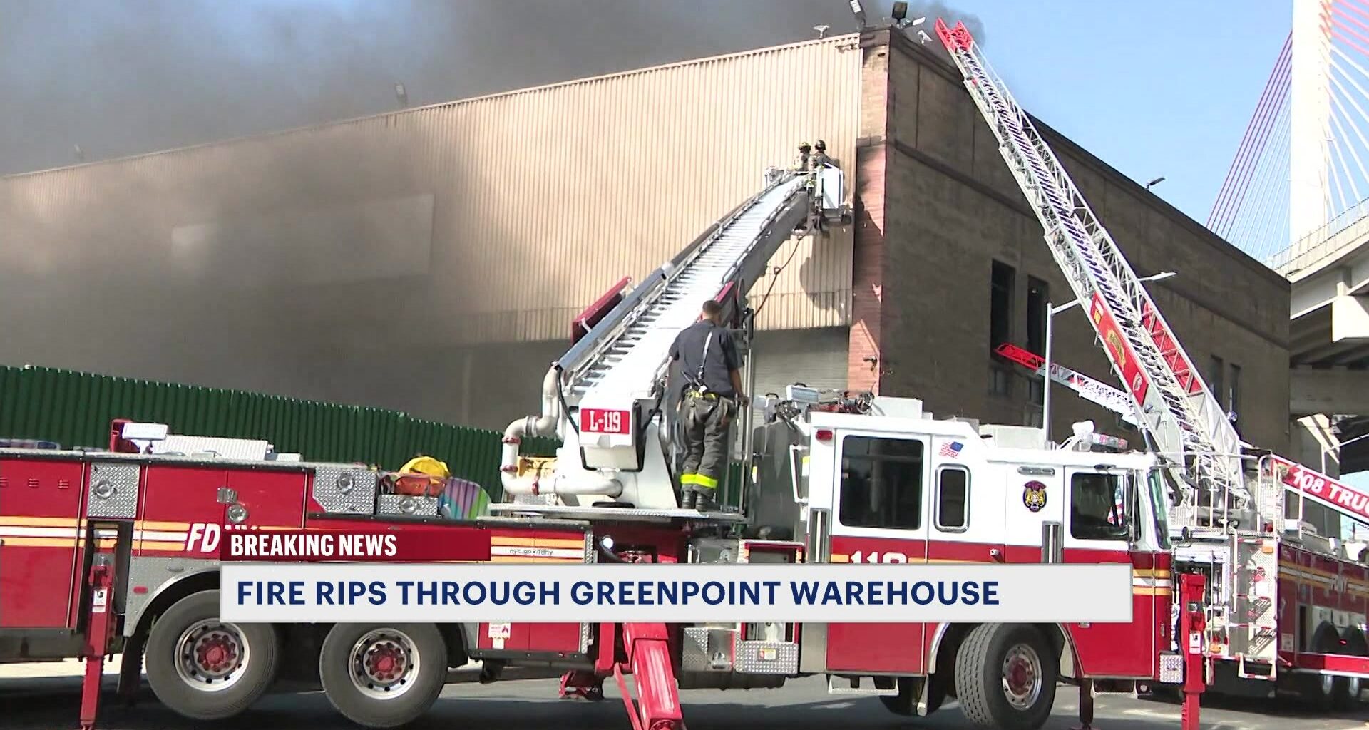 News 12 | Brooklyn | At Least 10 Firefighters Injured Battling Greenpoint Warehouse Blaze
