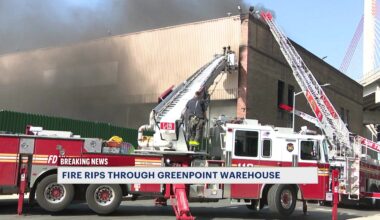 News 12 | Brooklyn | At Least 10 Firefighters Injured Battling Greenpoint Warehouse Blaze