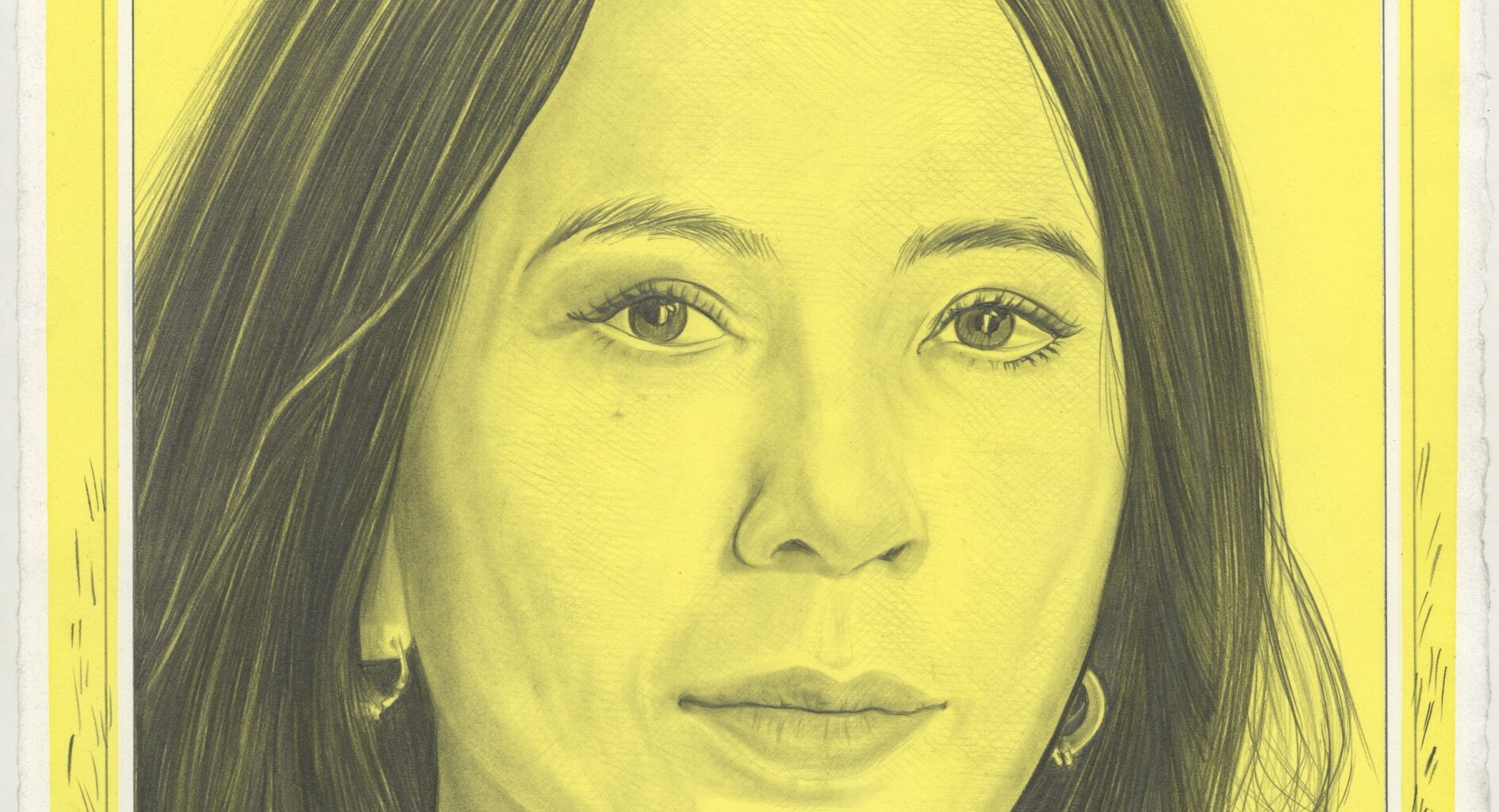 Portrait of Anicka Yi, pencil on paper by Phong H. Bui.