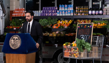 Zohran Mamdani speaks during an announcement on municipal grocery stores in Brooklyn on July 27, 2026.