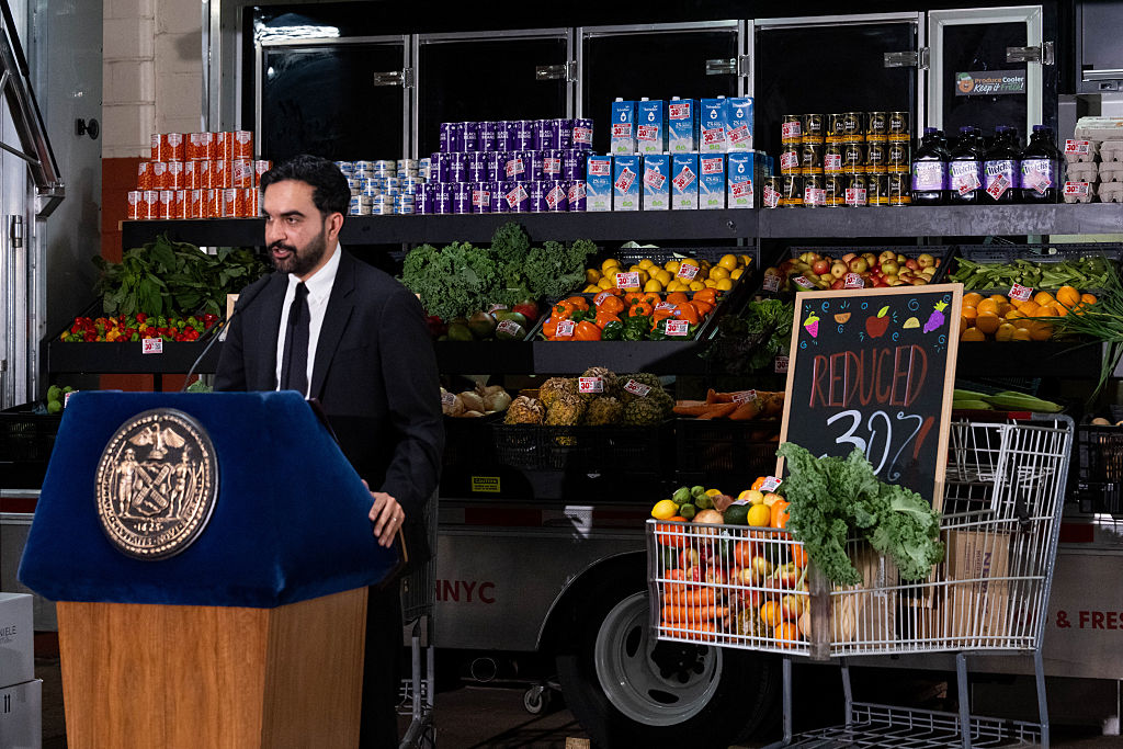Zohran Mamdani speaks during an announcement on municipal grocery stores in Brooklyn on July 27, 2026.