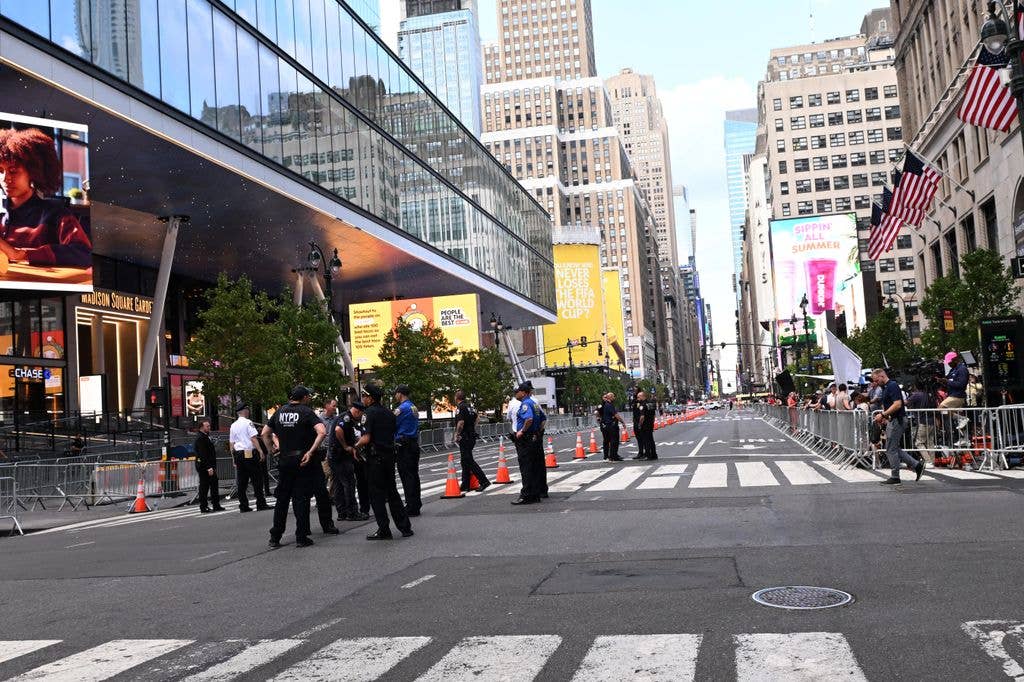 General views around Madison Square Garden on July 3, 2026 in New York City.  (Photo by Andrea Renault/Star Max/GC Images)