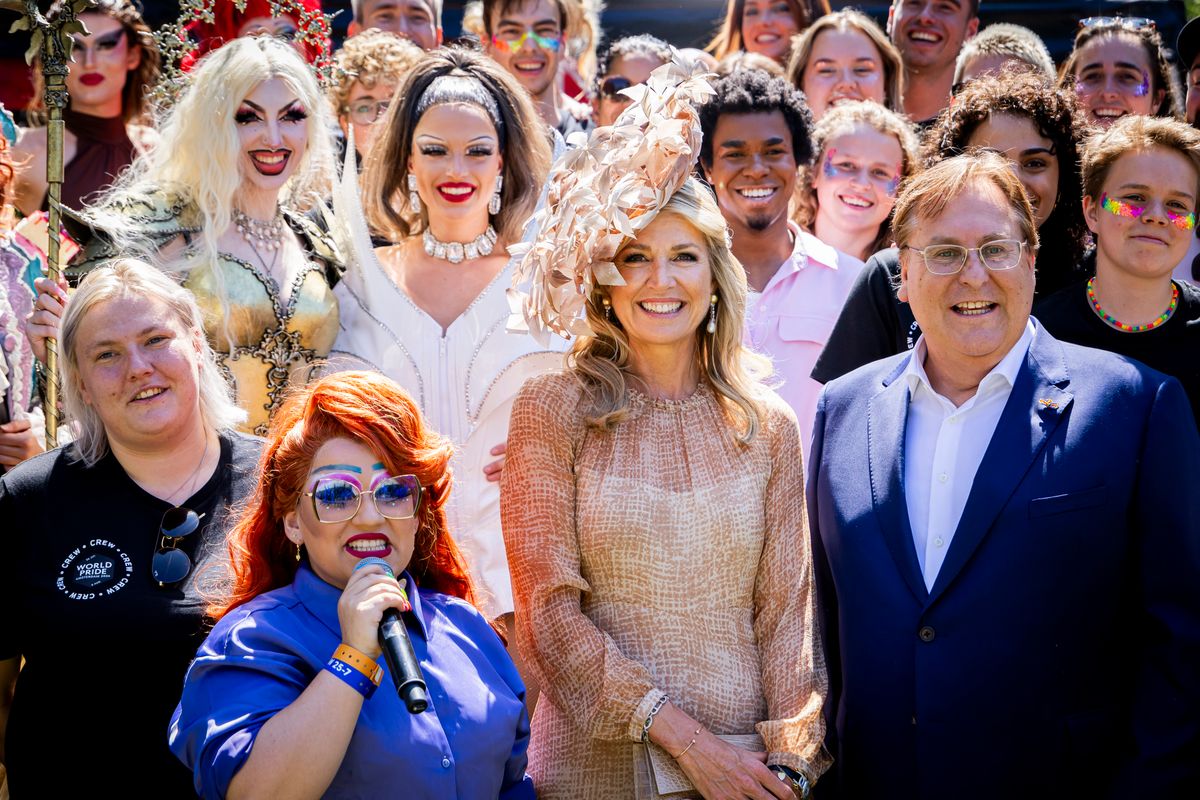 Queen Máxima greeted crowds in Amsterdam before officially opening the city’s WorldPride celebration.