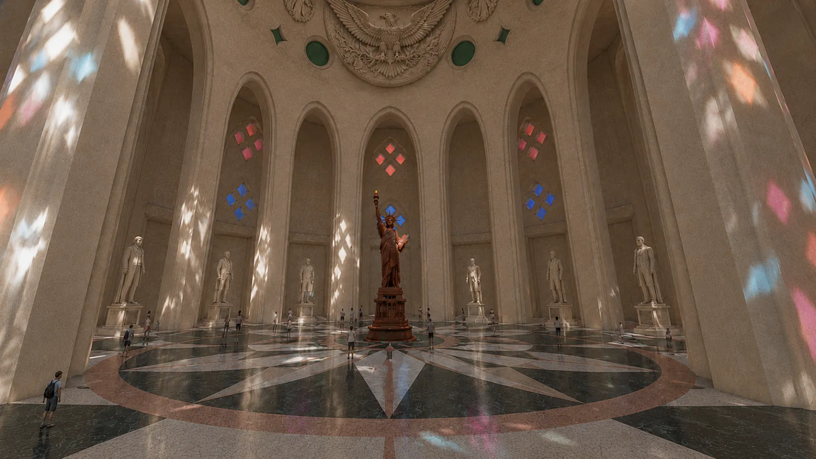 A rendering of the Tribute to America Room at Hotel Attraction.