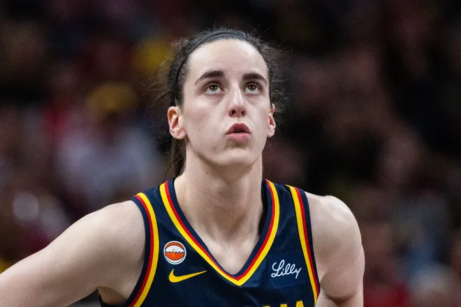 Jul 18, 2026; Indianapolis, Indiana, USA; Indiana Fever guard Caitlin Clark (22) in the first half against the New York Liberty at Gainbridge Fieldhouse. Mandatory Credit: Trevor Ruszkowski-Imagn Images