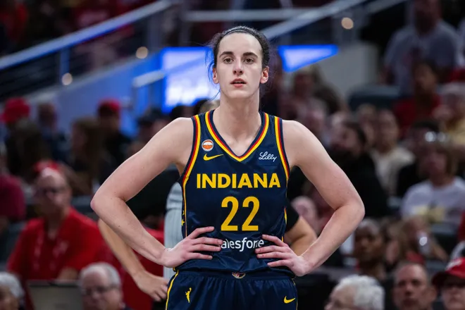 Jul 18, 2026; Indianapolis, Indiana, USA; Indiana Fever guard Caitlin Clark (22) in the second half against the New York Liberty at Gainbridge Fieldhouse. Mandatory Credit: Trevor Ruszkowski-Imagn Images