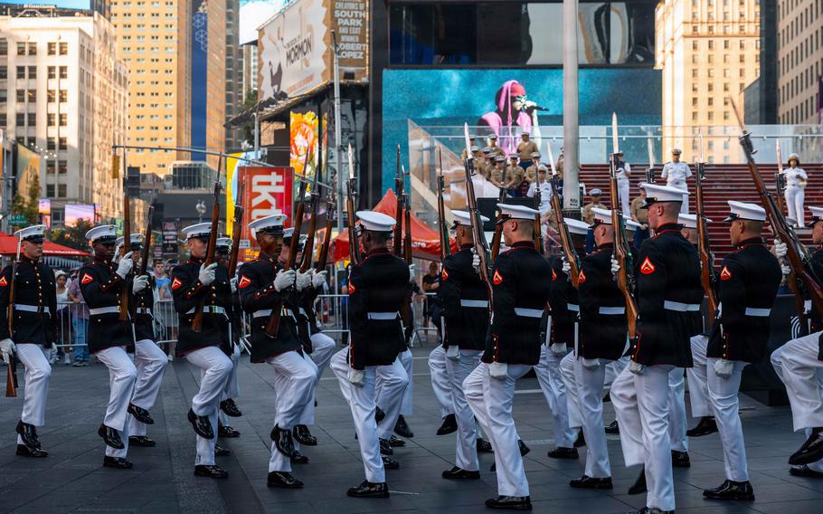 The platoon performs.