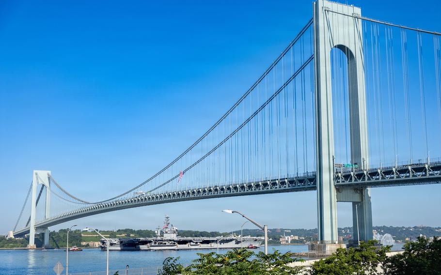 Nimitz under the bridge.