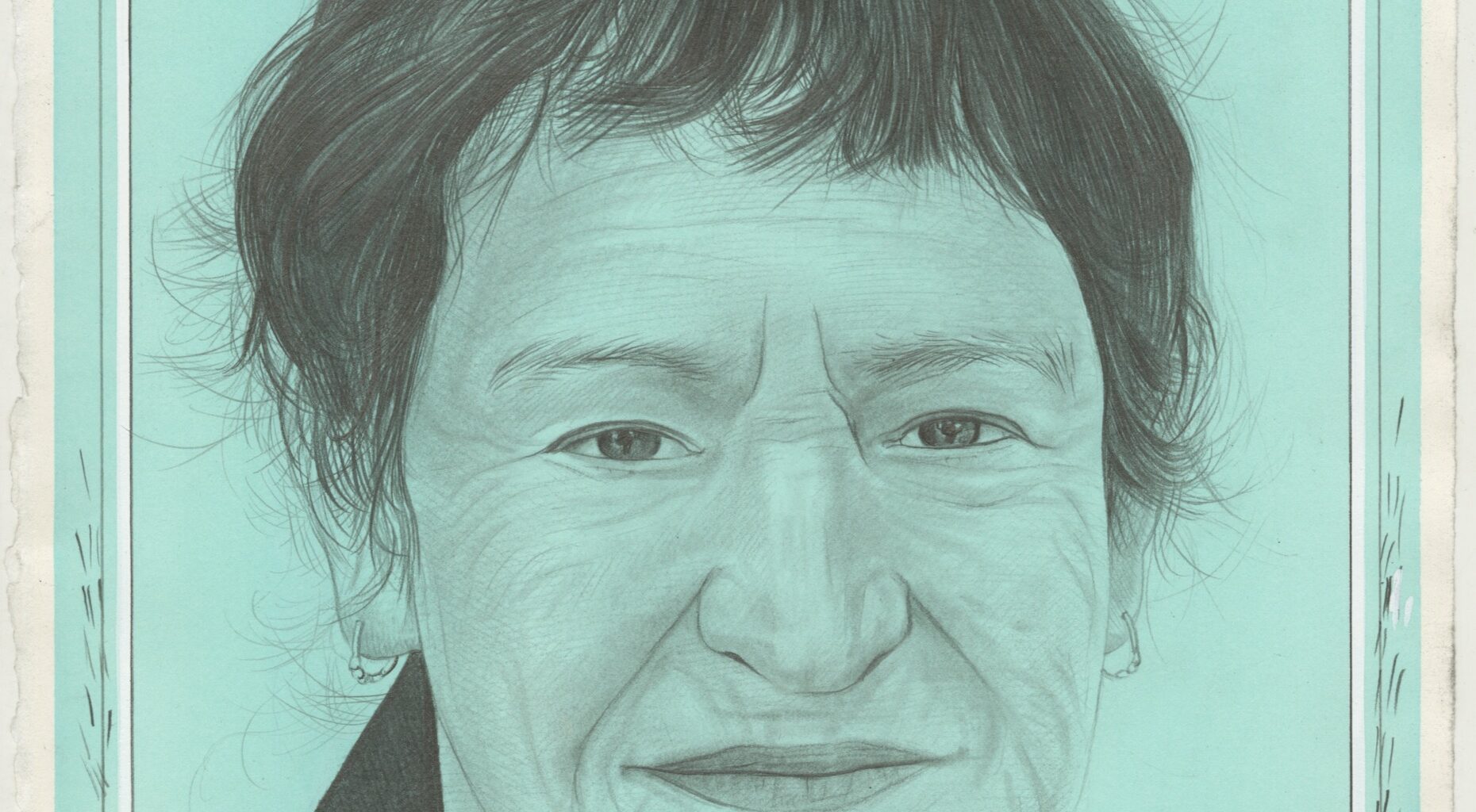 Portrait of Nancy Rubins, pencil on paper by Phong H. Bui.