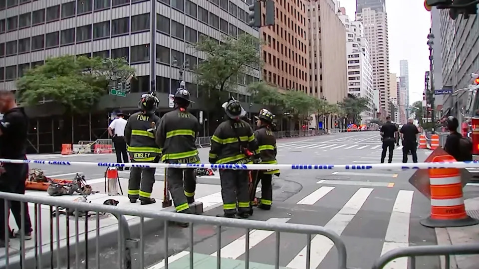 WABC - PHOTO: Some streets are closed and several buildings in Midtown were evacuated on July 7, 2026, after construction workers noticed the building showed interior damage.