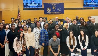 Members of the Izetta Johnson Summer Youth Employment Program Committee, interns and judges of the Unified Court System. Photo: Wayne Daren Schneiderman/Brooklyn Eagle