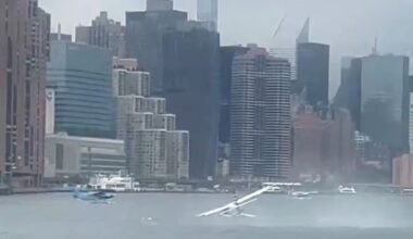 A seaplane has crash-landed into the East River off Manhattan's east side