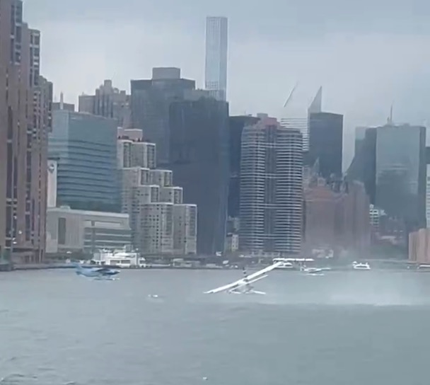 A seaplane has crash-landed into the East River off Manhattan's east side