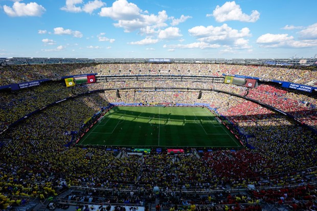 A general view of the MetLife stadium during the World Cup Group C soccer match between Brazil and Morocco in East Rutherford, N.J., near New York, Saturday, June 13, 2026. (AP Photo/Matt Slocum)