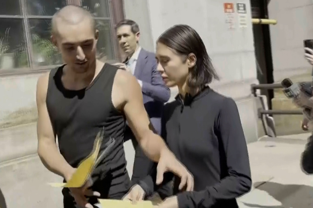 Ivan Beerkus and Angelina Nikolau outside of court in nyc