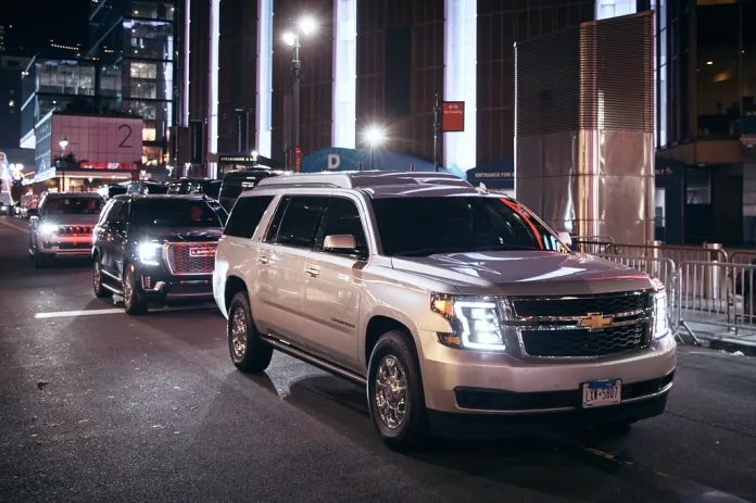 A vehicle believed to be carrying Taylor Swift departs Madison Square Garden as preparations continue for her wedding with NFL player Travis Kelce, early Friday, July 3, 2026 in New York.