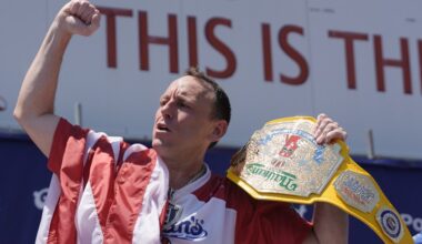 Joey Chestnut chows down on record 18th win at Nathan's Hot Dog Eating Contest in Coney Island