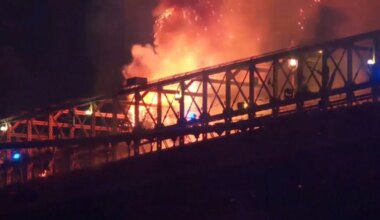 Brooklyn Bridge catches fire during July Fourth fireworks show in New York