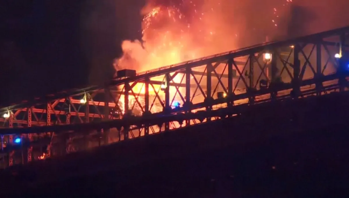 Brooklyn Bridge catches fire during July Fourth fireworks show in New York