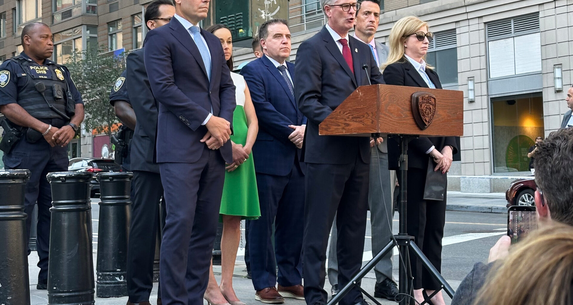 James Barnacle, assistant director in charge of the FBI’s New York Field Office, speaks to reporters outside 26 Federal Plaza in lower Manhattan, Monday, July 20, 2026, in New York. Photo: Larry Neumeister/AP